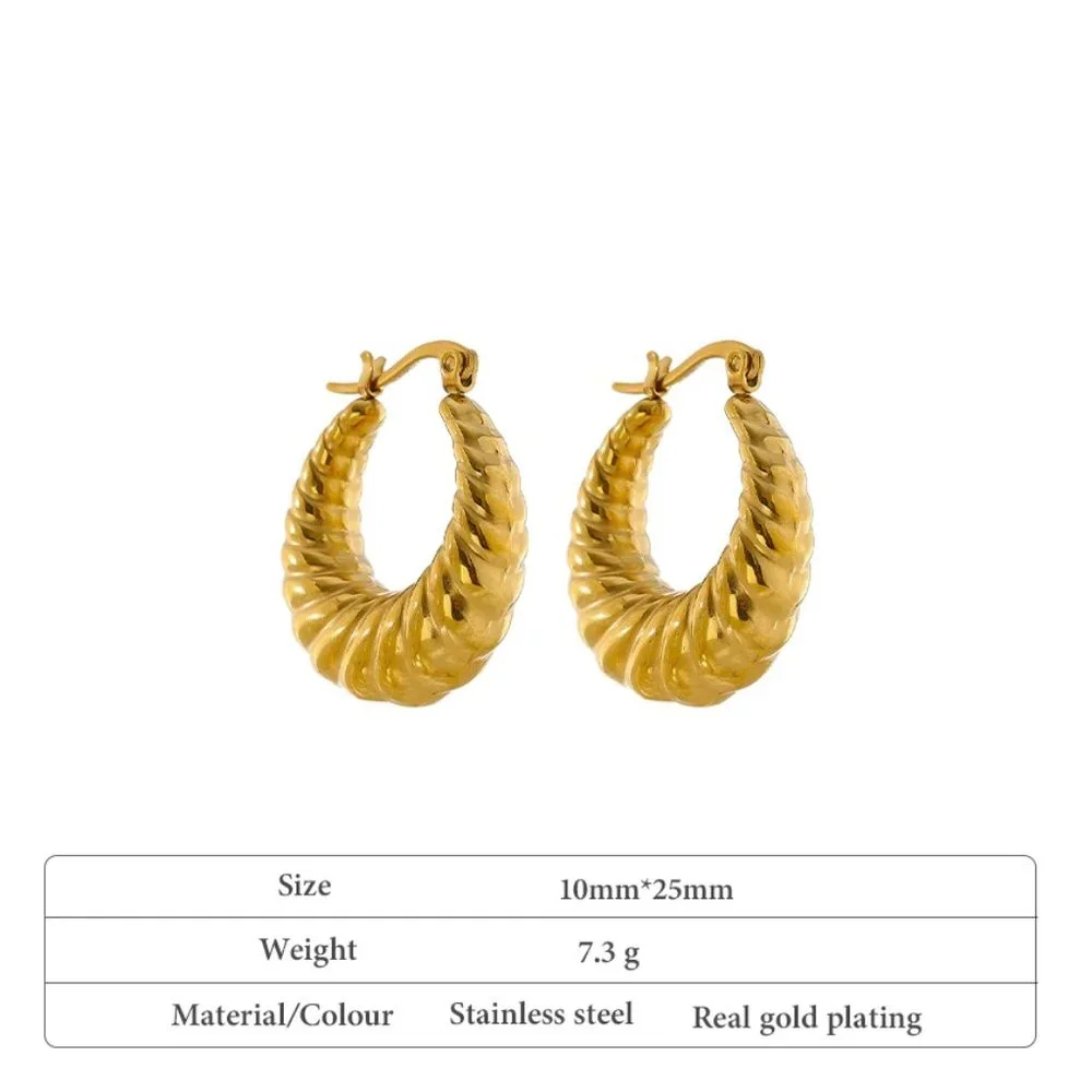 NEW 18K Gold Plated Croissant Hoop Earrings